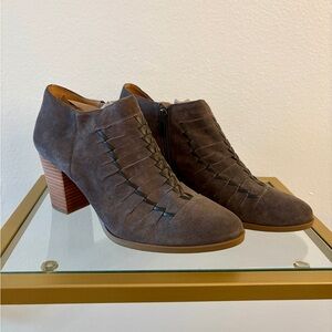 Franco Sarto Brown Suede Heel Ankle Boots - Size 11